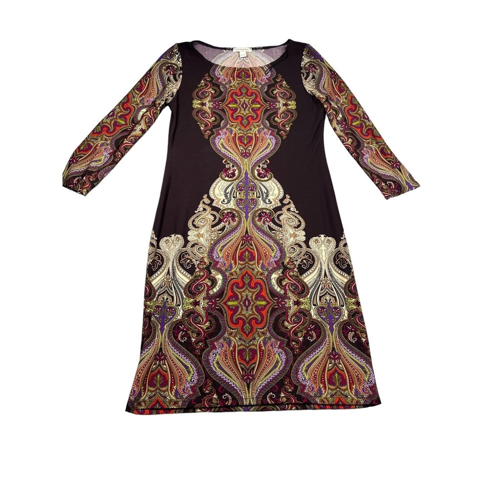 Boston Proper Womens Dress Size S Brown Paisley Boho